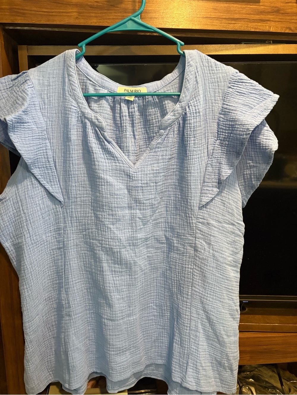 Palm Rio Women’s Cotton Gauze Short Sleeve Tunic in Periwinkle